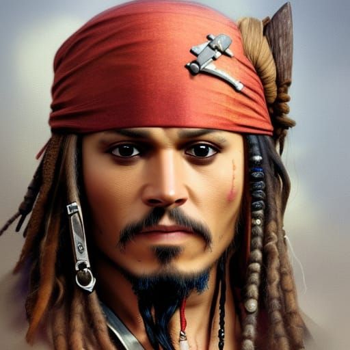 Detailed Portrait of Jack Sparrow in Digital Art Style