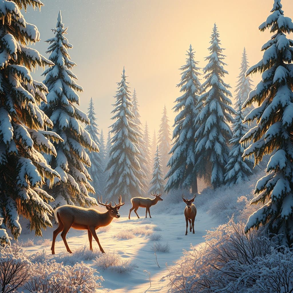 Serene Winter Wonderland in Golden Light