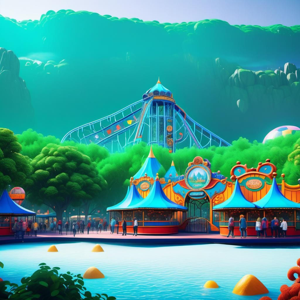 Fantastical Amusement Park Concept Art in Deep Color