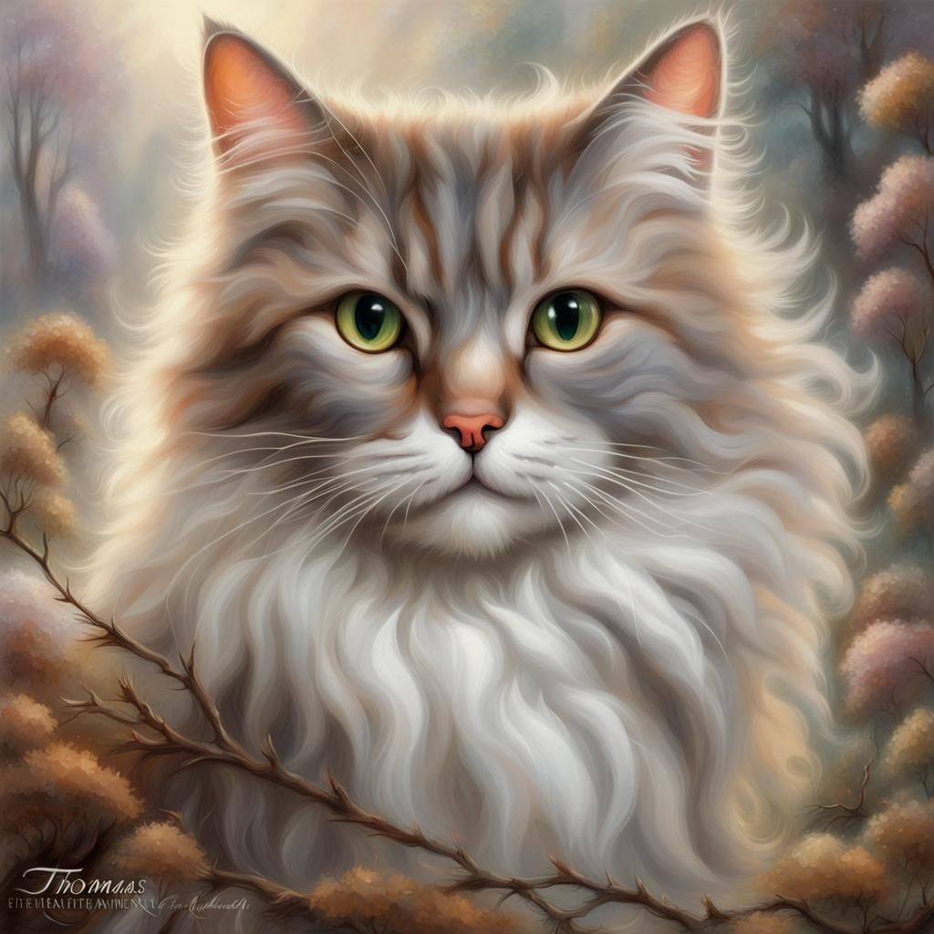 Ethereal Fluffy Cat in Fantasy Style