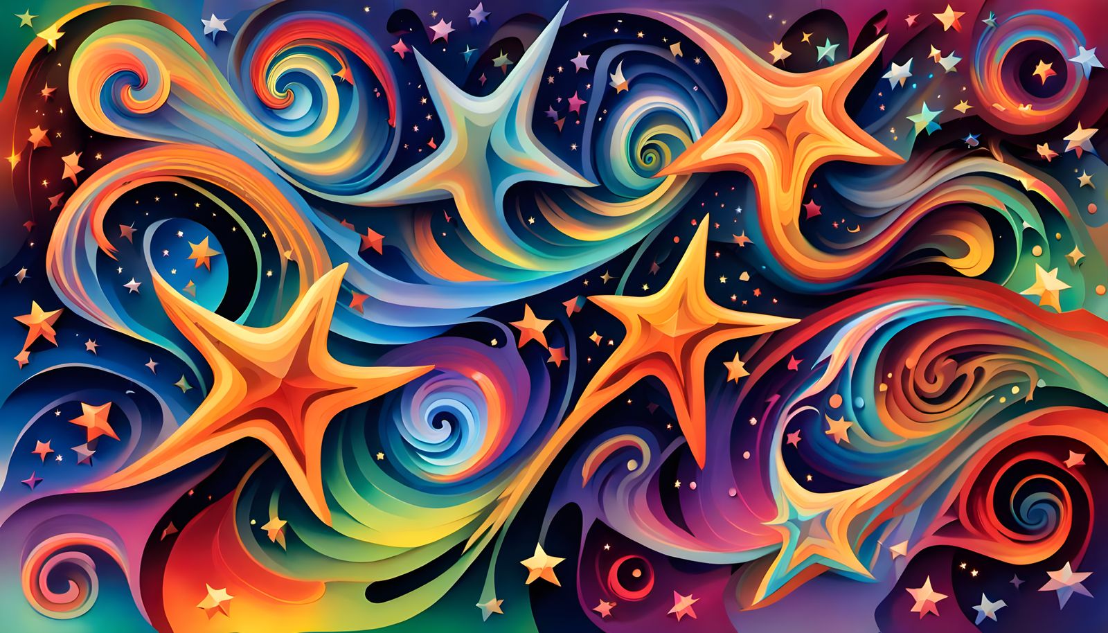 Iridescent Stars in Aboriginal Painting Style