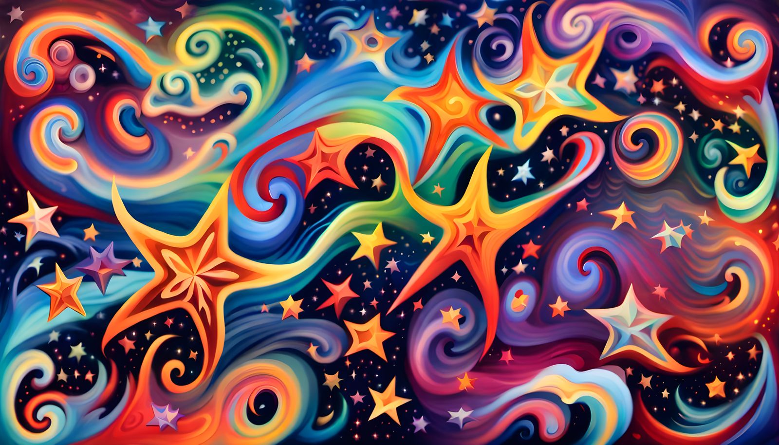 Iridescent Stars in Aboriginal Impasto Painting