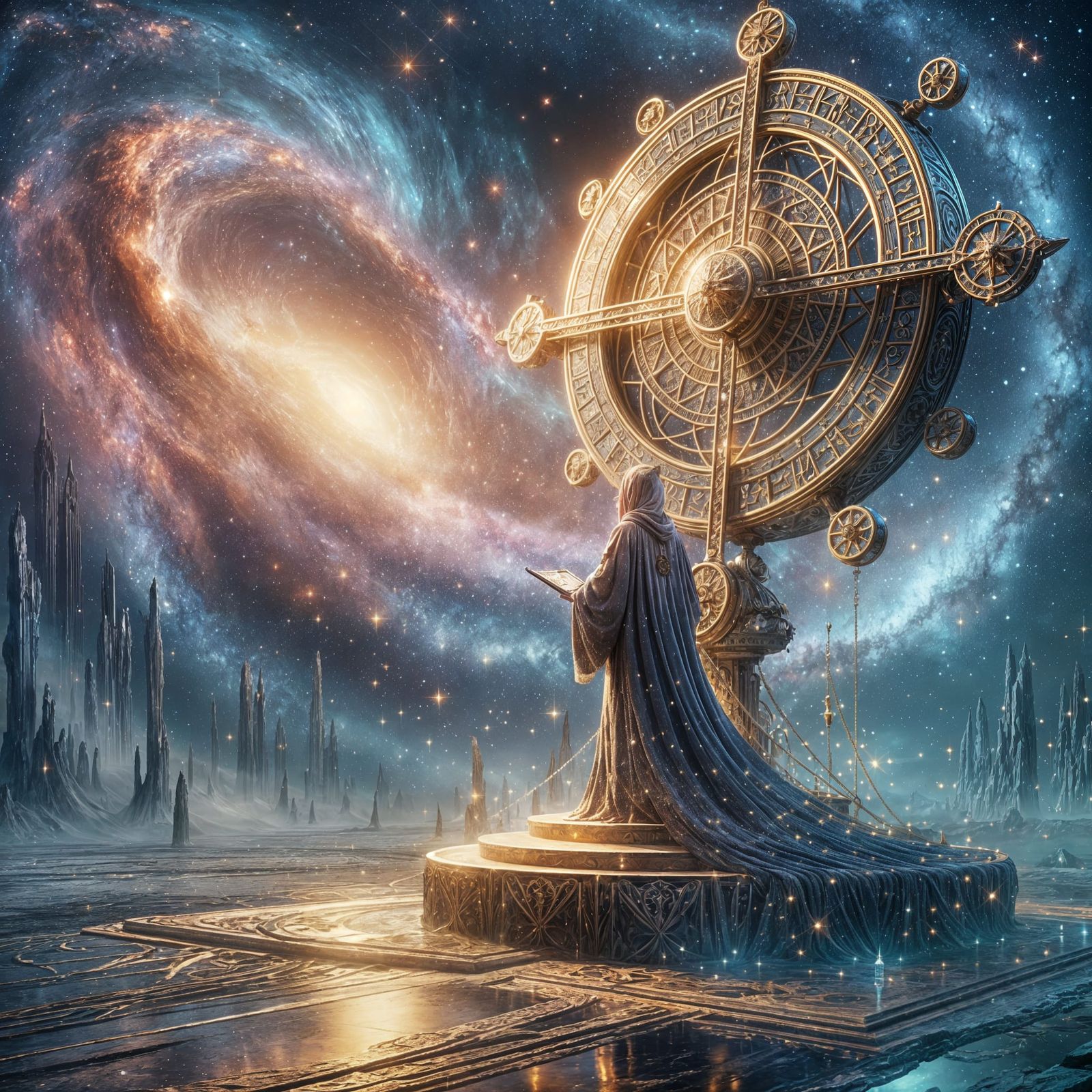 Celestial Navigator Gazing at Cosmic Nebula