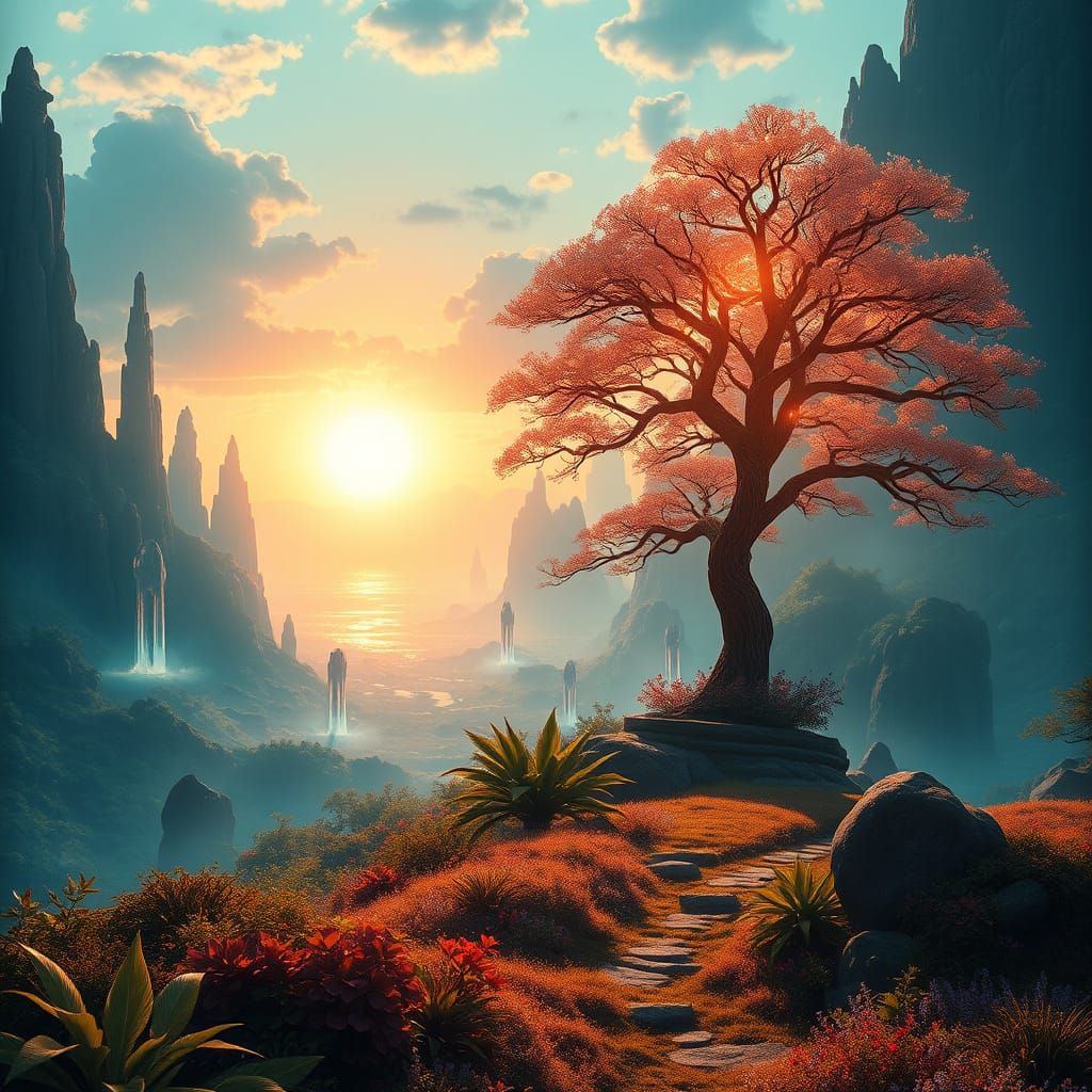 Fantasy Realm in Golden Light