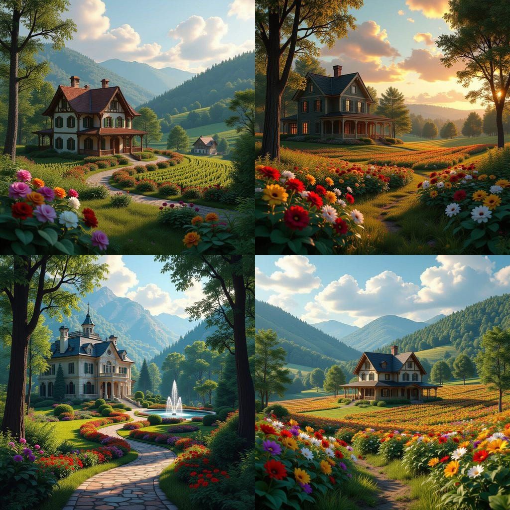 Mansion in Woods with Crop Valley: Fantasy Concept Art