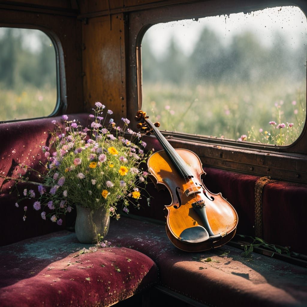Wildflowers Bloom in Abandoned Train Car