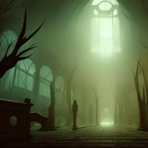 Hyperdetailed Psychedelic Corridor in Dark Fantasy Style