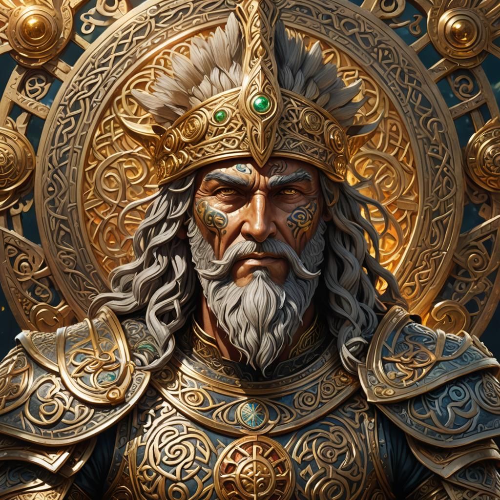 Celtic Sun God Lugh Portrait in High Fantasy Style