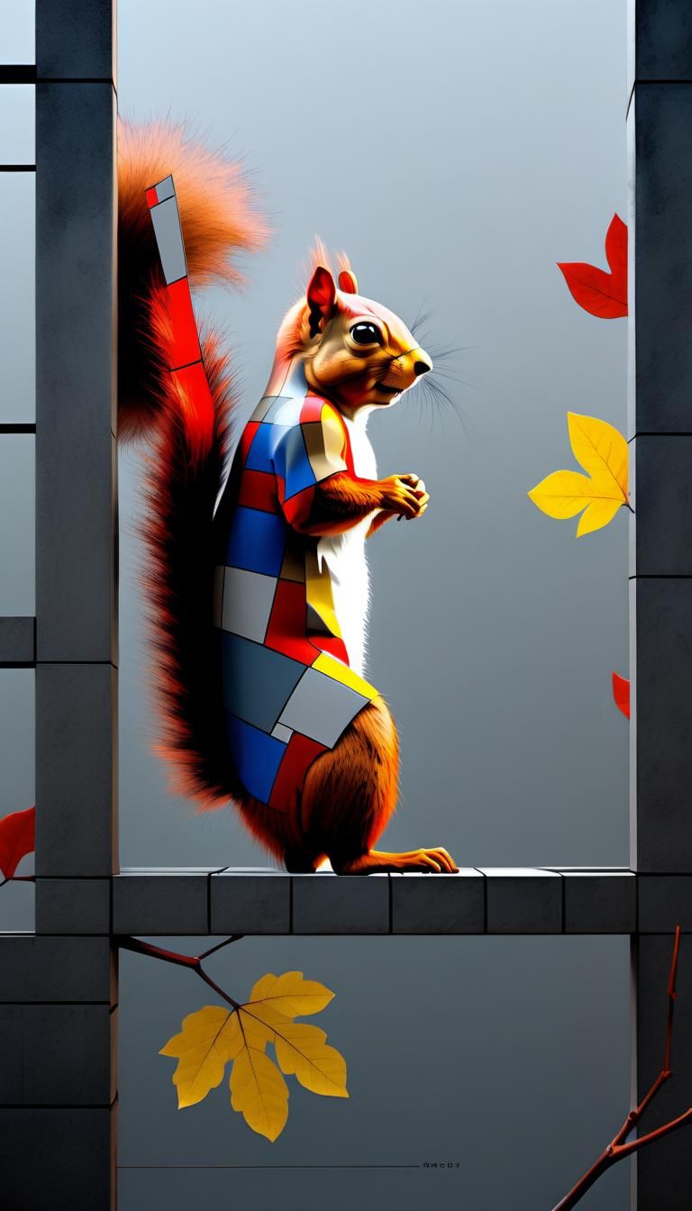 Squirrel, Piet Mondrian style