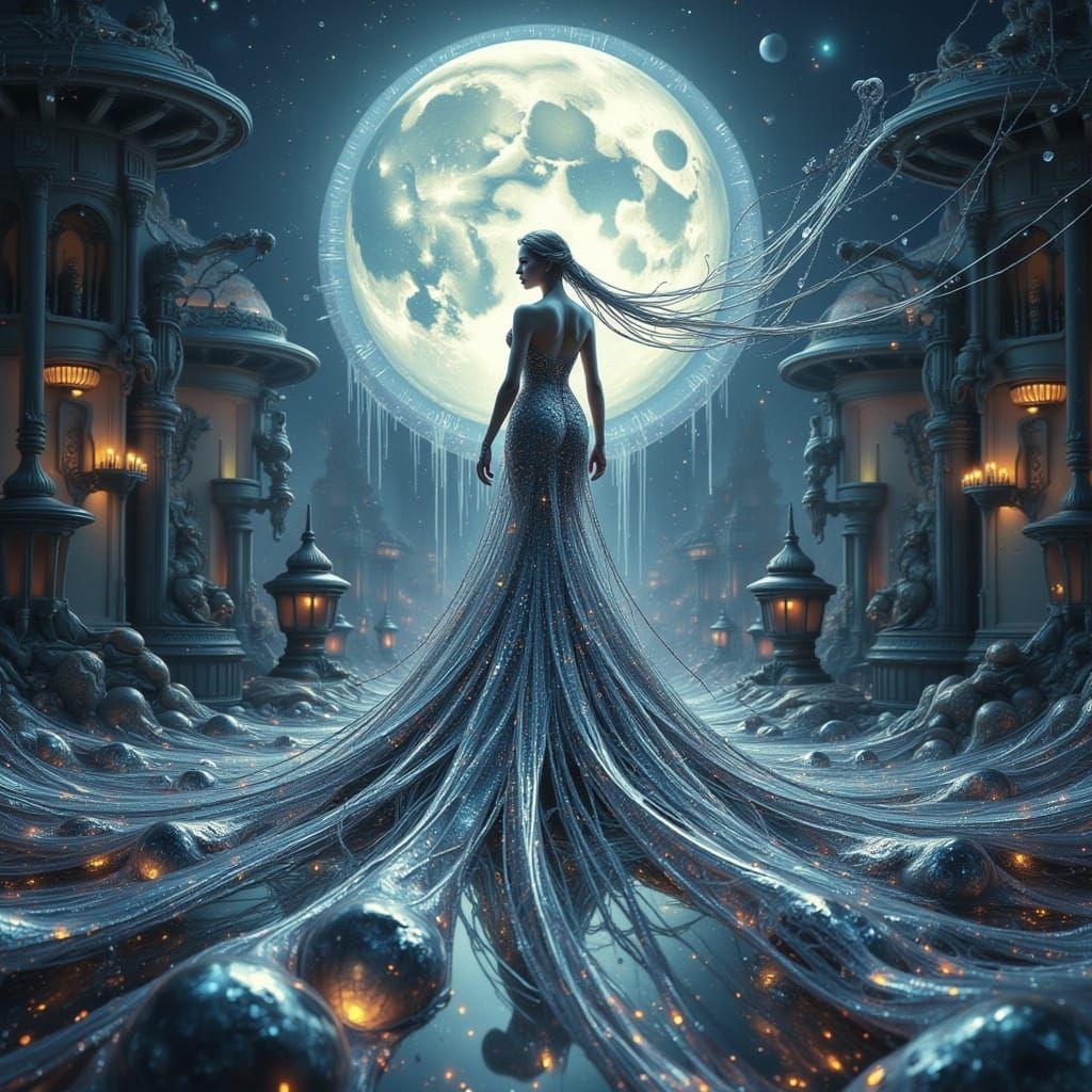 Futuristic Fae in Metallic Silver Haze