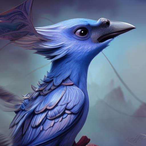 Blue Jay in Detailed Maximalist Digital Painting