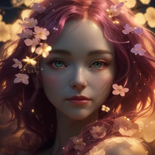 Dreamy Chibi Owl with Sakura Flowers in Surreal Style