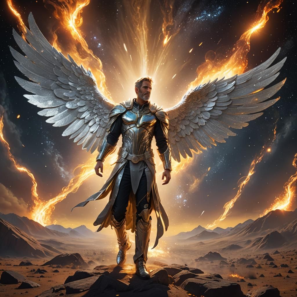 Silver Angel in Galaxy: Digital Matte Painting