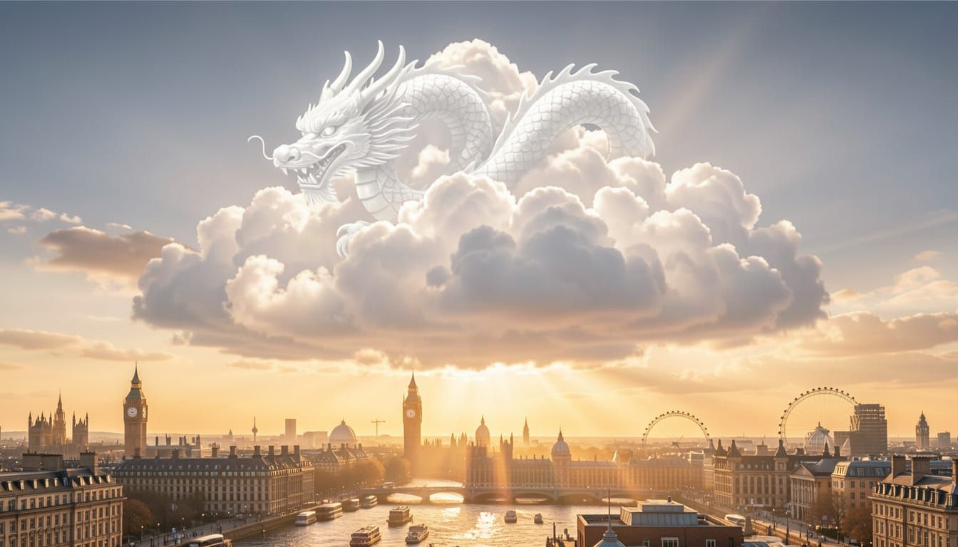 Chinese Dragon Cloud Over London at Golden Hour