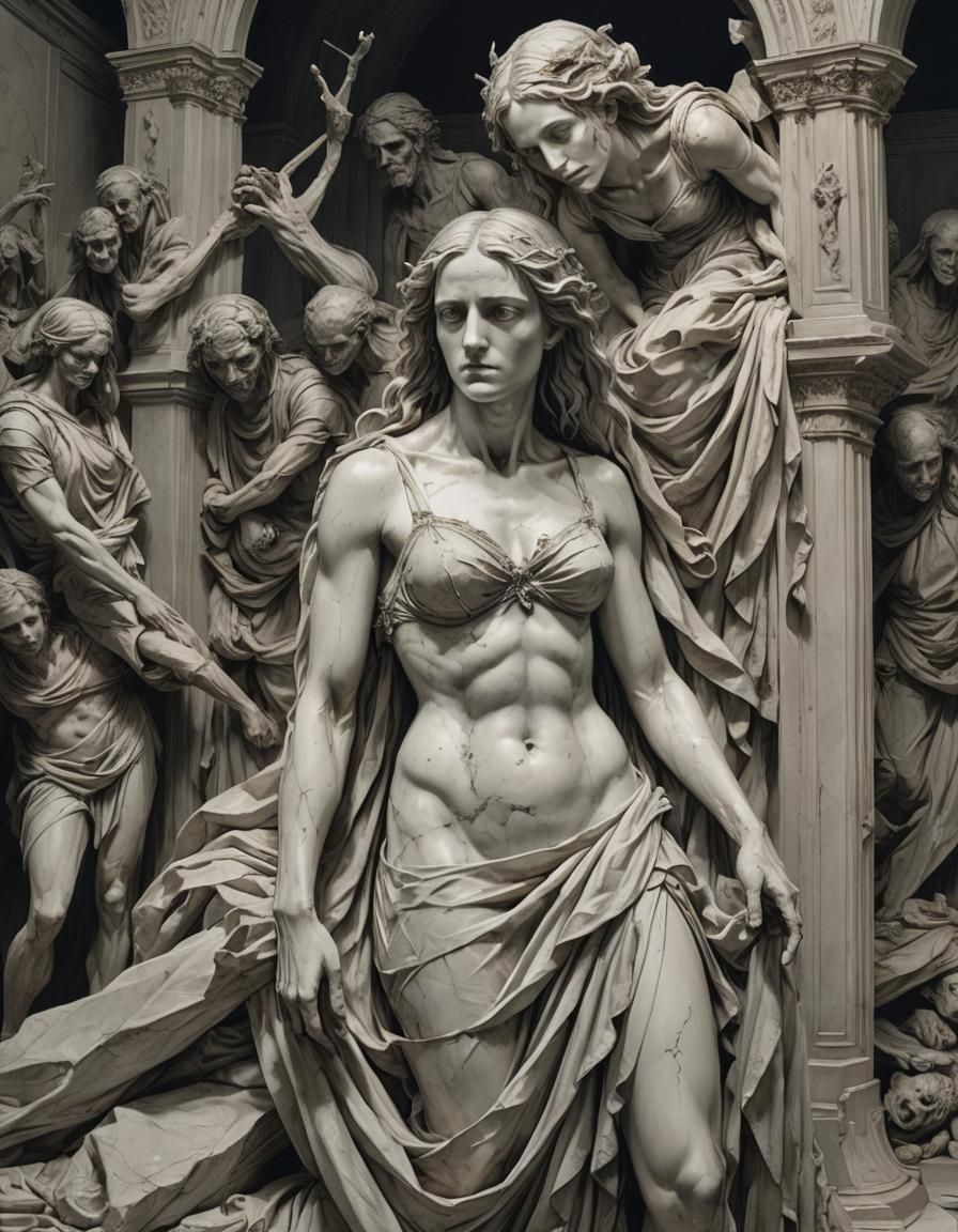 Hyperrealistic Woman: Sculpture and Life