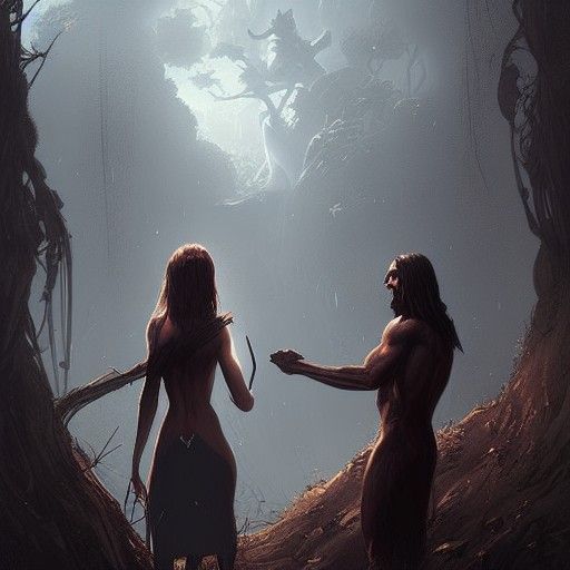 Sinister Adam and Eve Illustration
