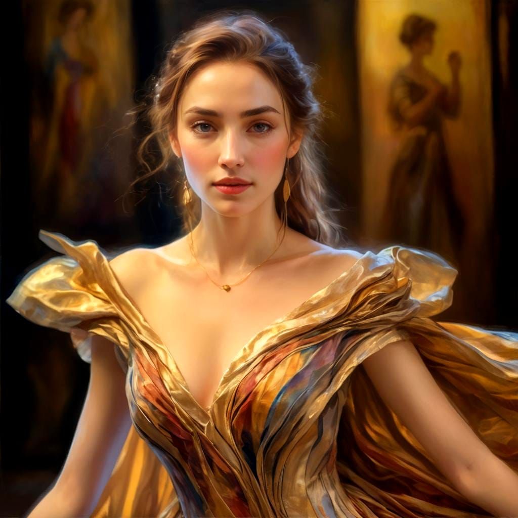 Portrait of Woman with Flowing Dress