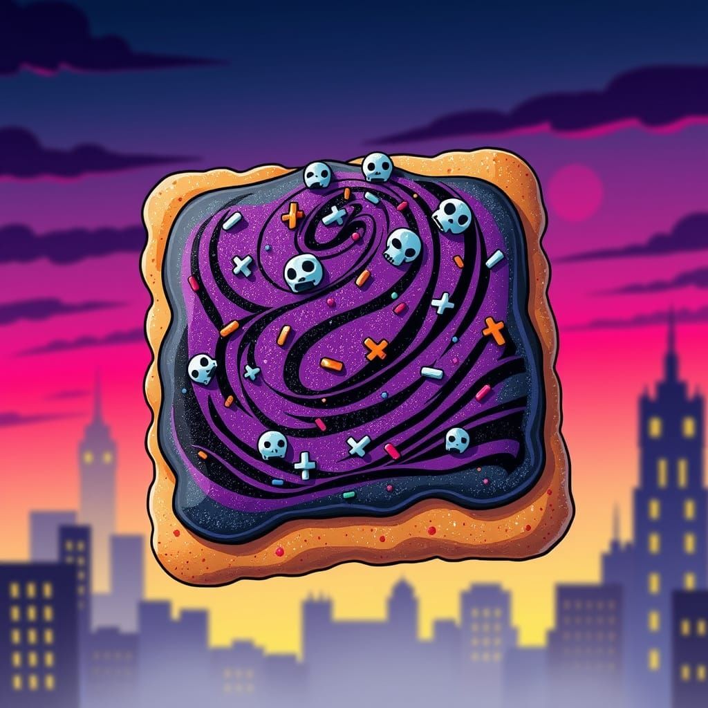 Vibrant Pop-Tart in Moody, Swirling Icing with Edgy Details