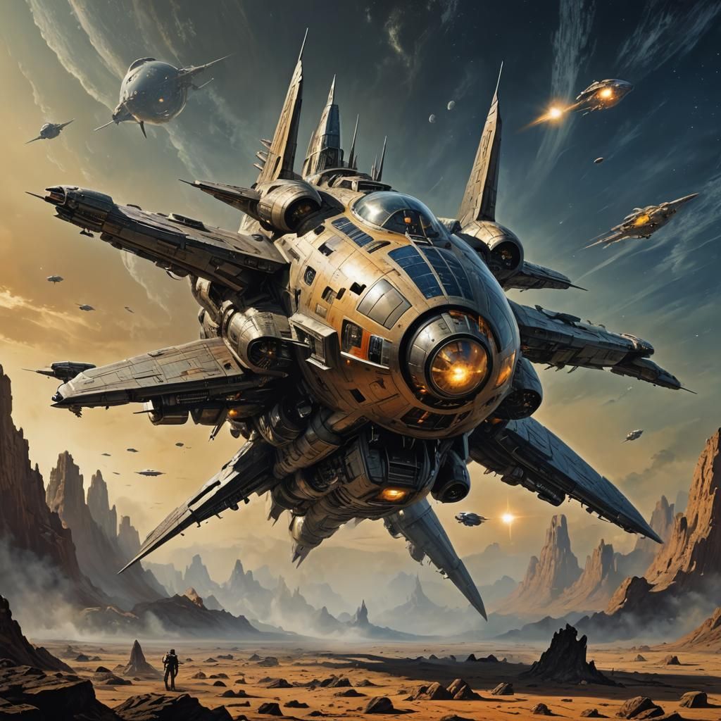 Science Fiction Starship in a Detailed Style