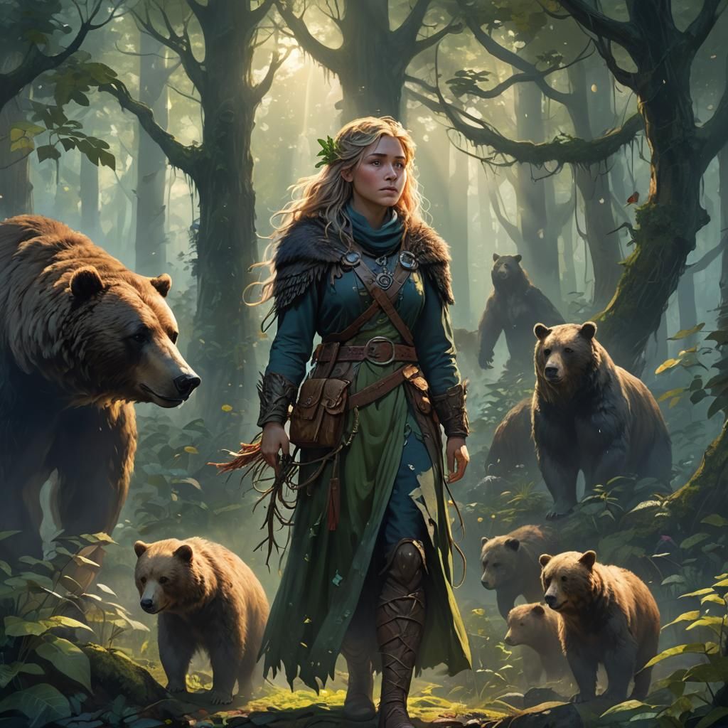 Greta the Bear Keeper in Misty Forest