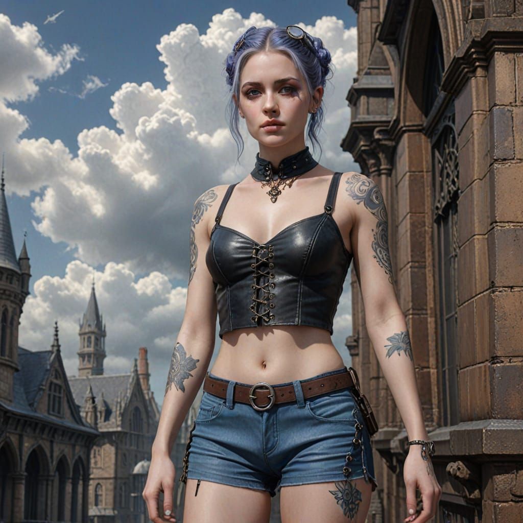 Steampunk Goddess in Victorian Gothic Revival Dreamscape