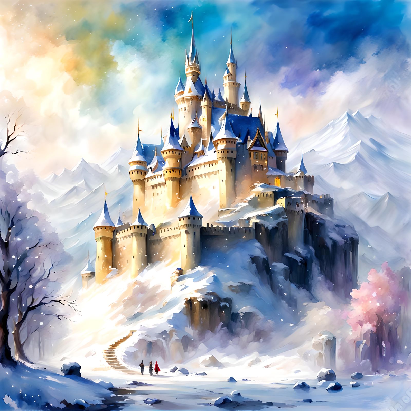 Beautiful fantasy snow fairy castle