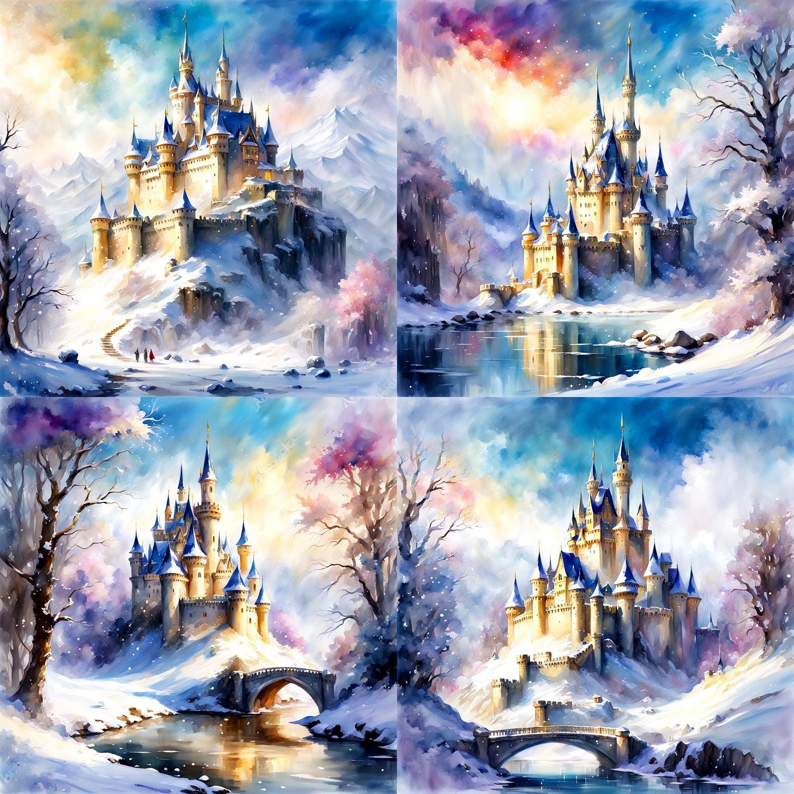 Beautiful fantasy snow fairy castle