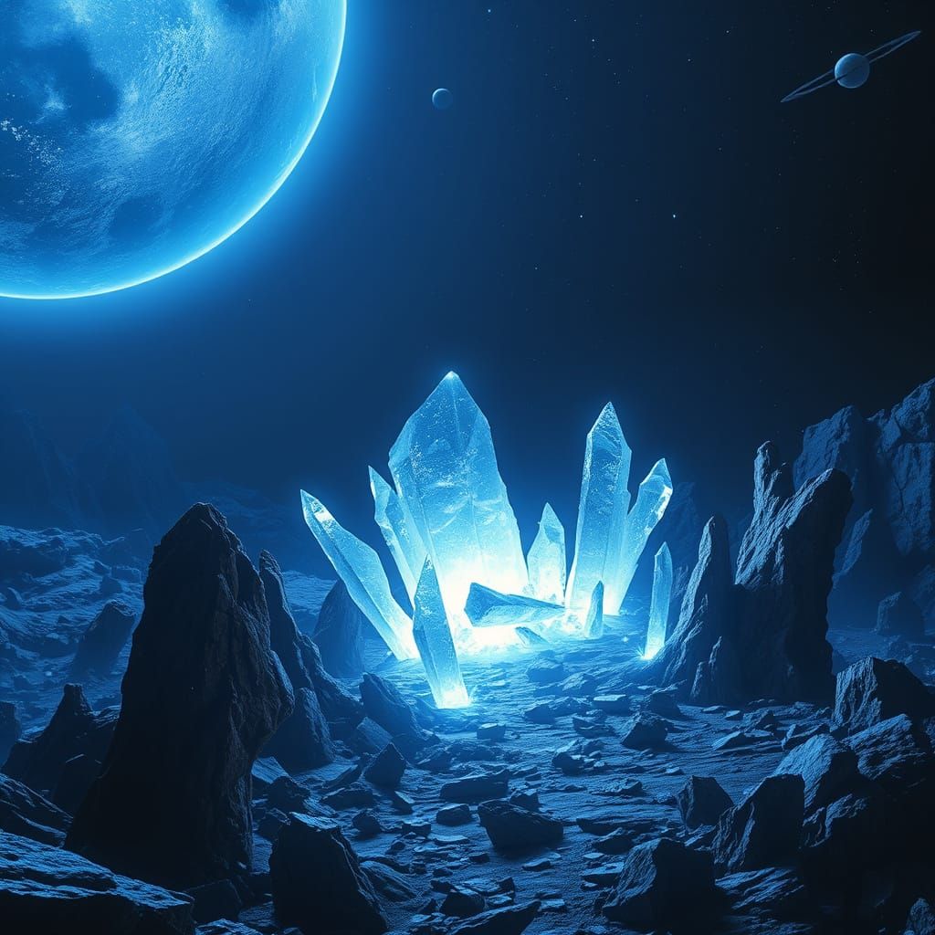 Lornath: Storm-Torn Crystal Moon in Cyberpunk Hues
