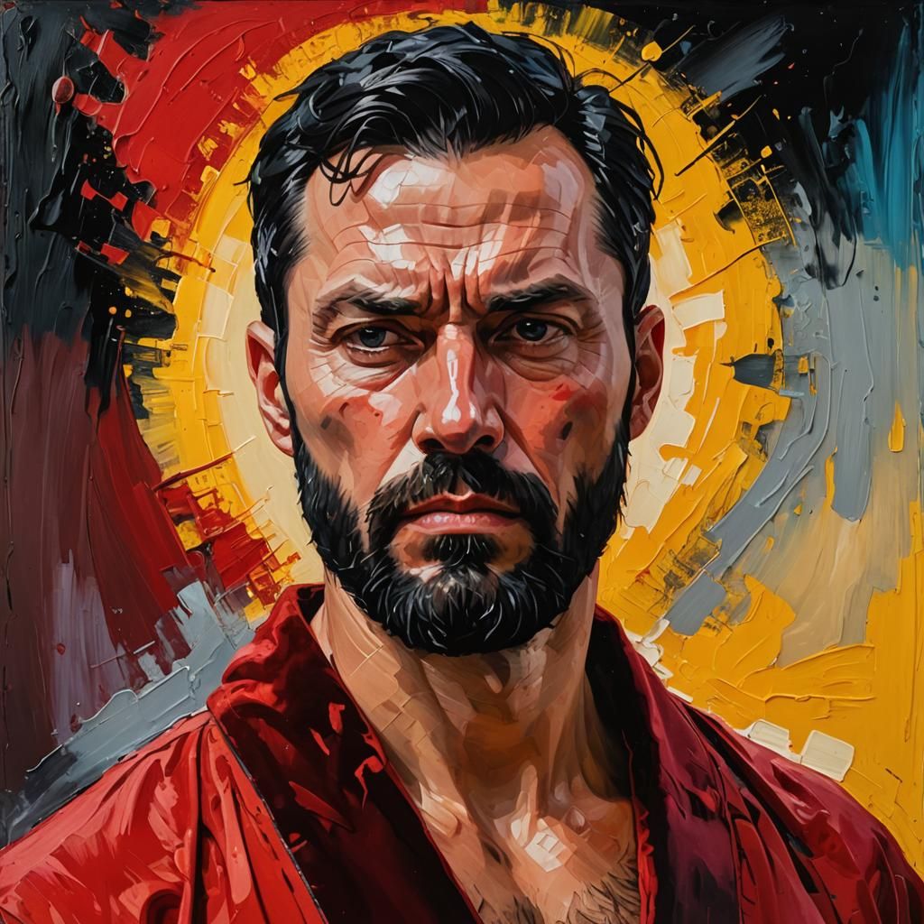 Neo-Expressionist Portrait in Oil with Impasto Textures