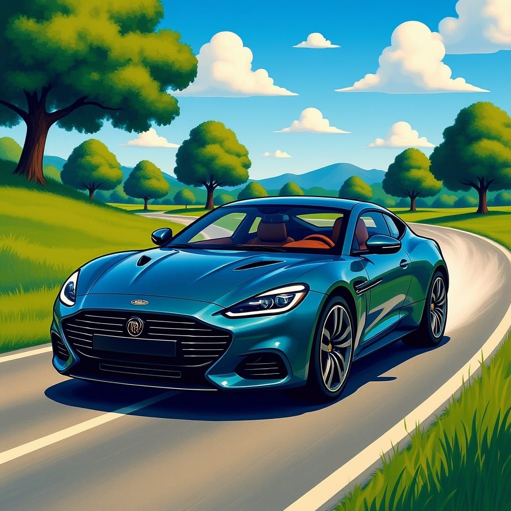 Sleek Car Illustration in Futuristic Style
