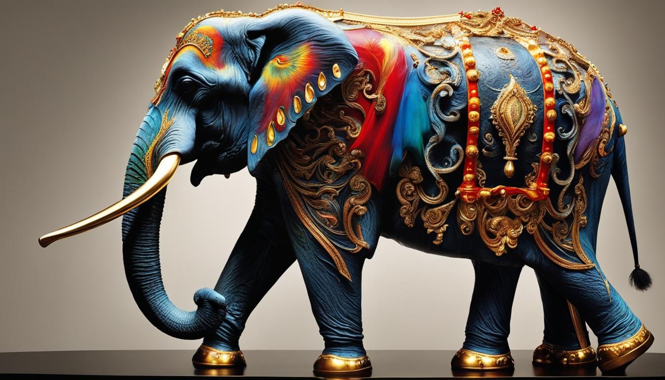 Surreal Circus Elephant in Melting Oil Style
