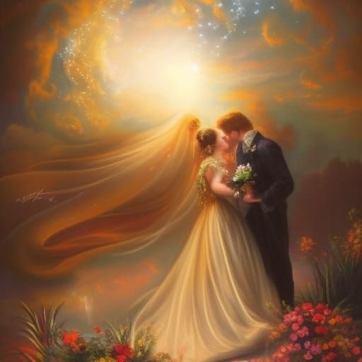 Rococo Lovers Making Wishes in Sparkling Light