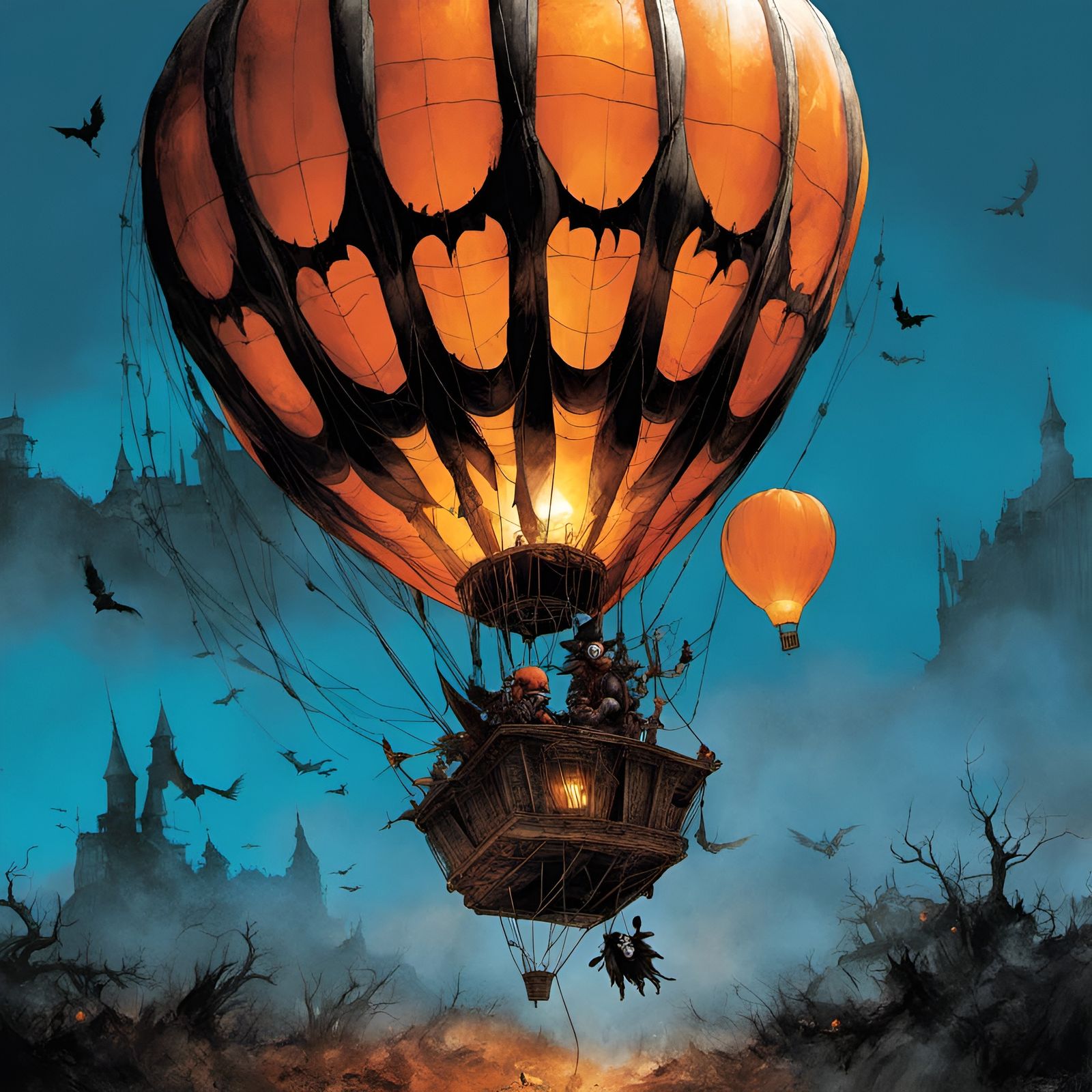 Disturbing Halloween Hot Air Balloon by Fantasy Illustrators