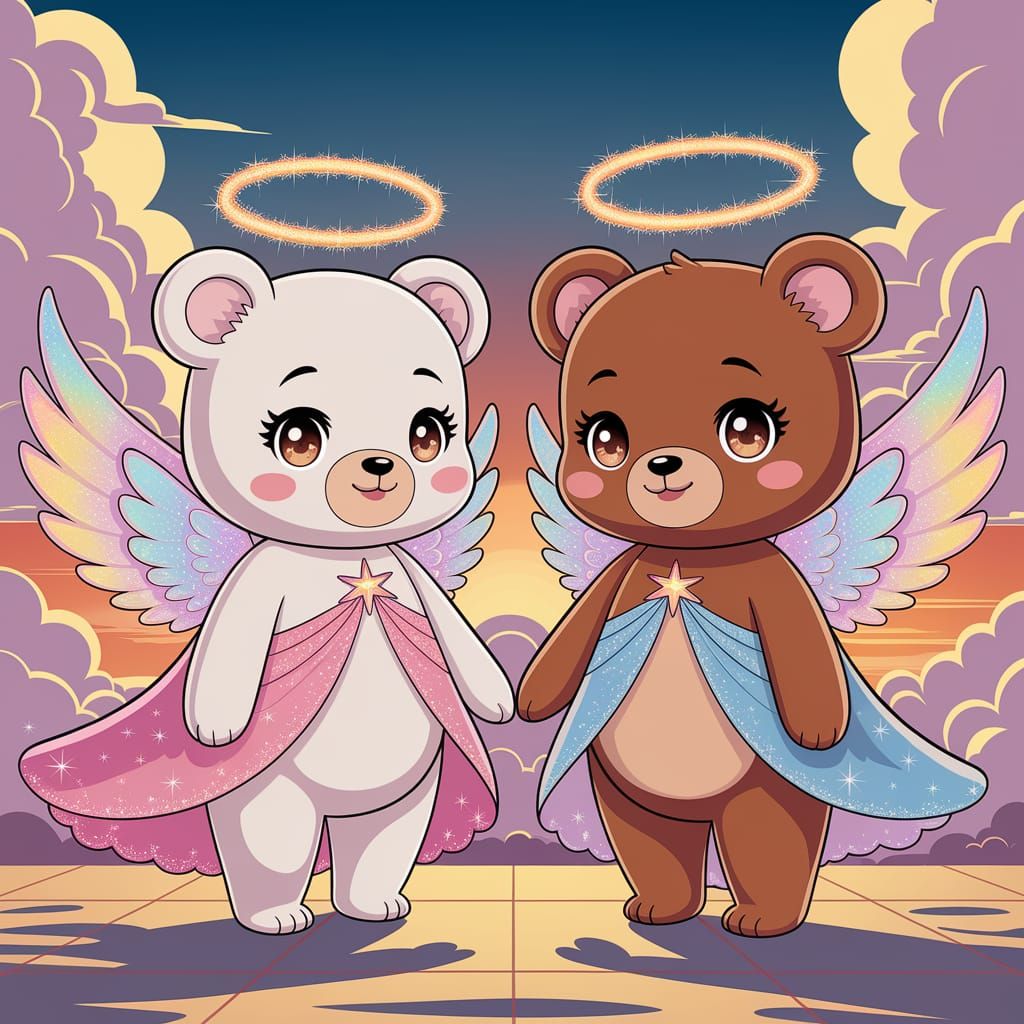 Adorable Anime Bears in Angelic Outfits