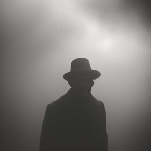 Horror Portrait of Man in Fog, Grayscale