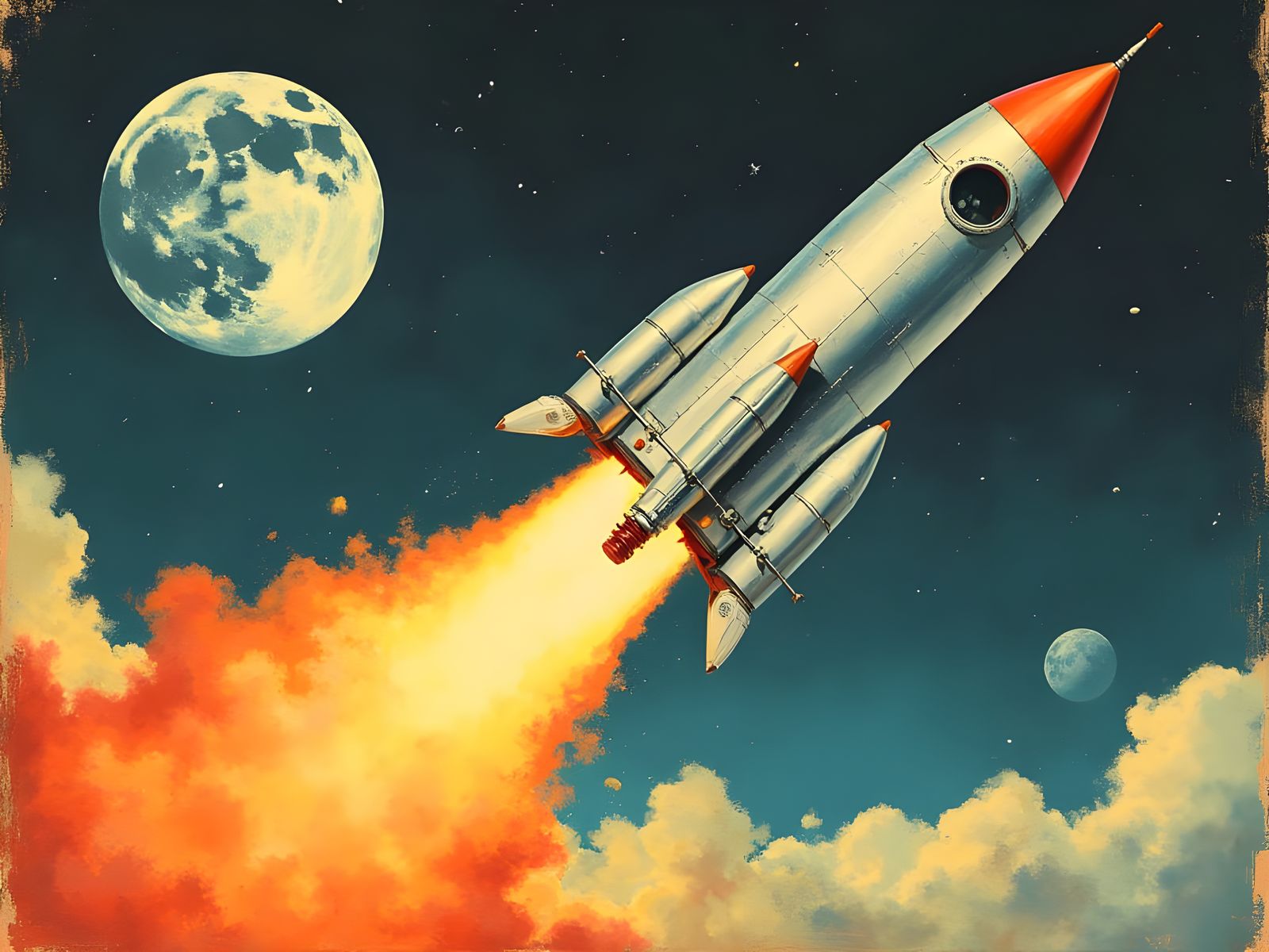 Retro Rocket Blasts Off in Pop Art Style
