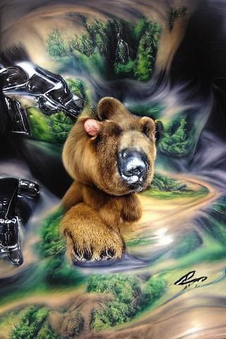 Airbrush Art of a Wild Bear