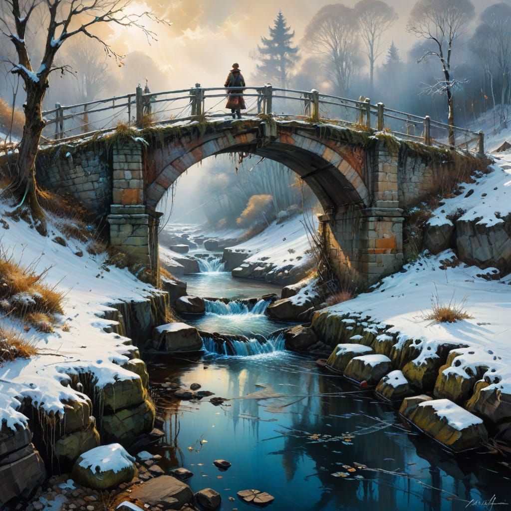 winter background, fantasy, intricate details, Evard Munch, ...