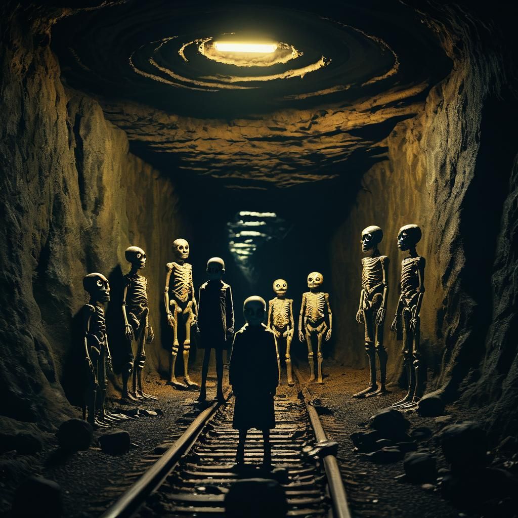 Deformed Humans in Dark Cave: Abstract Art