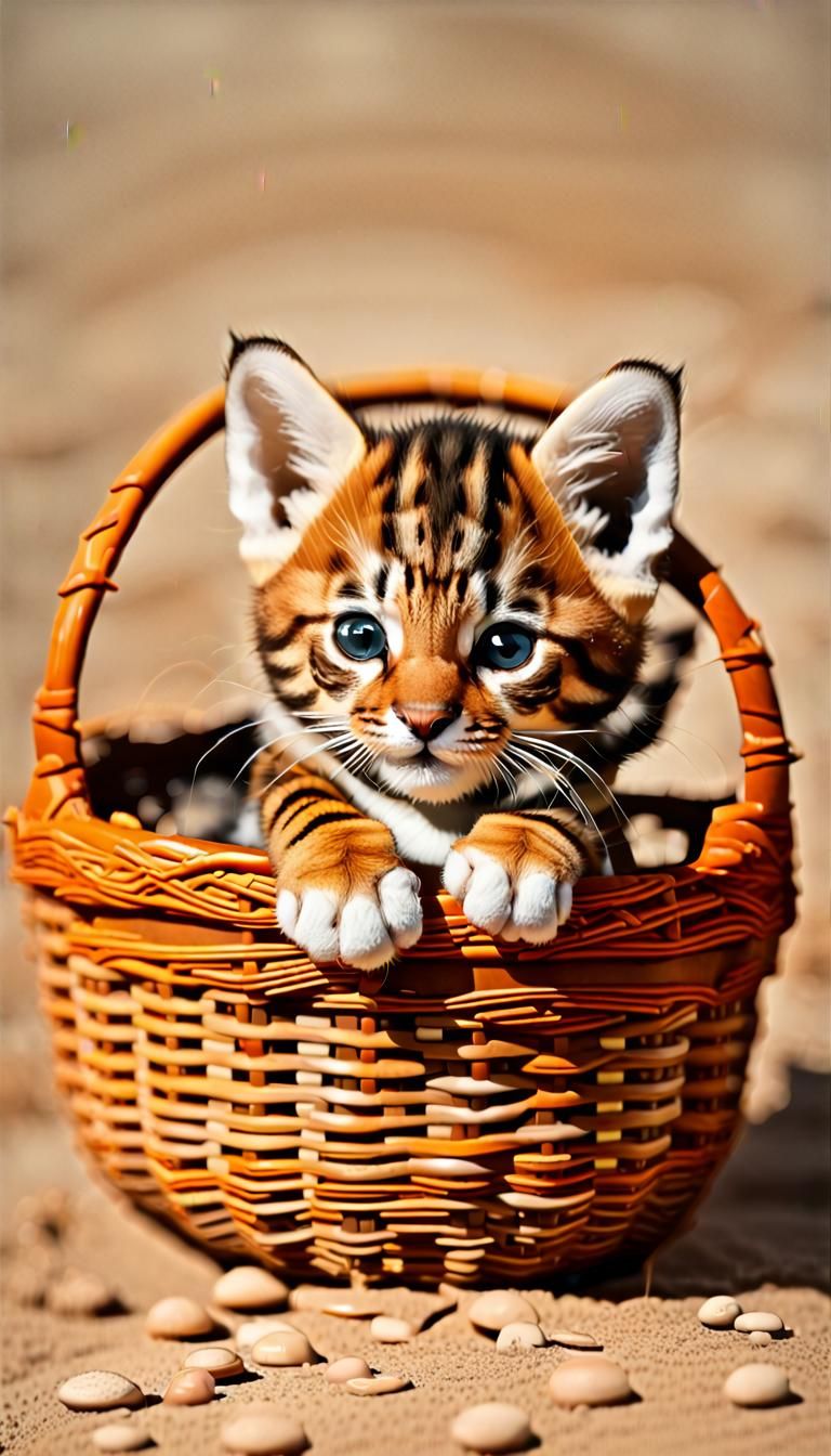 Kitten's Sabertooth Dream: Maximalist Digital Acrylic Art