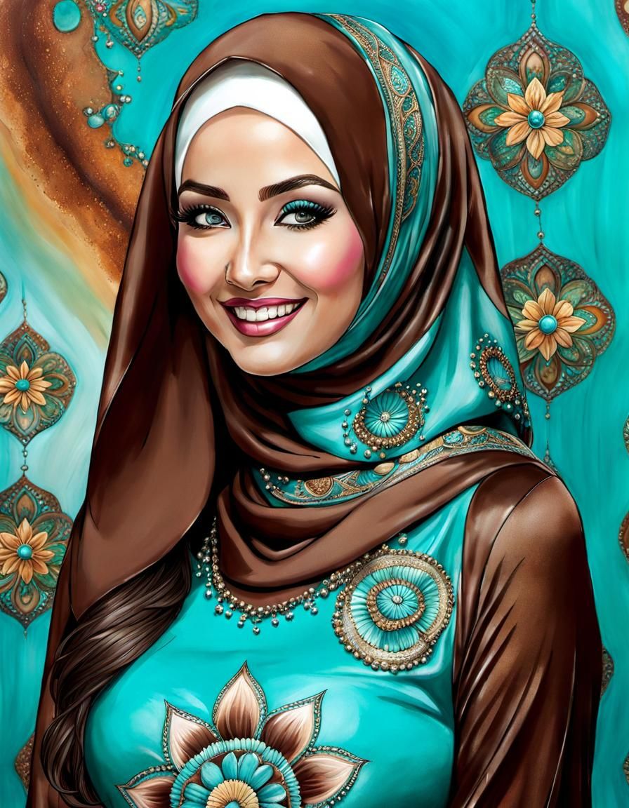 Psychedelic Alcohol Ink Portrait of a Smiling Woman