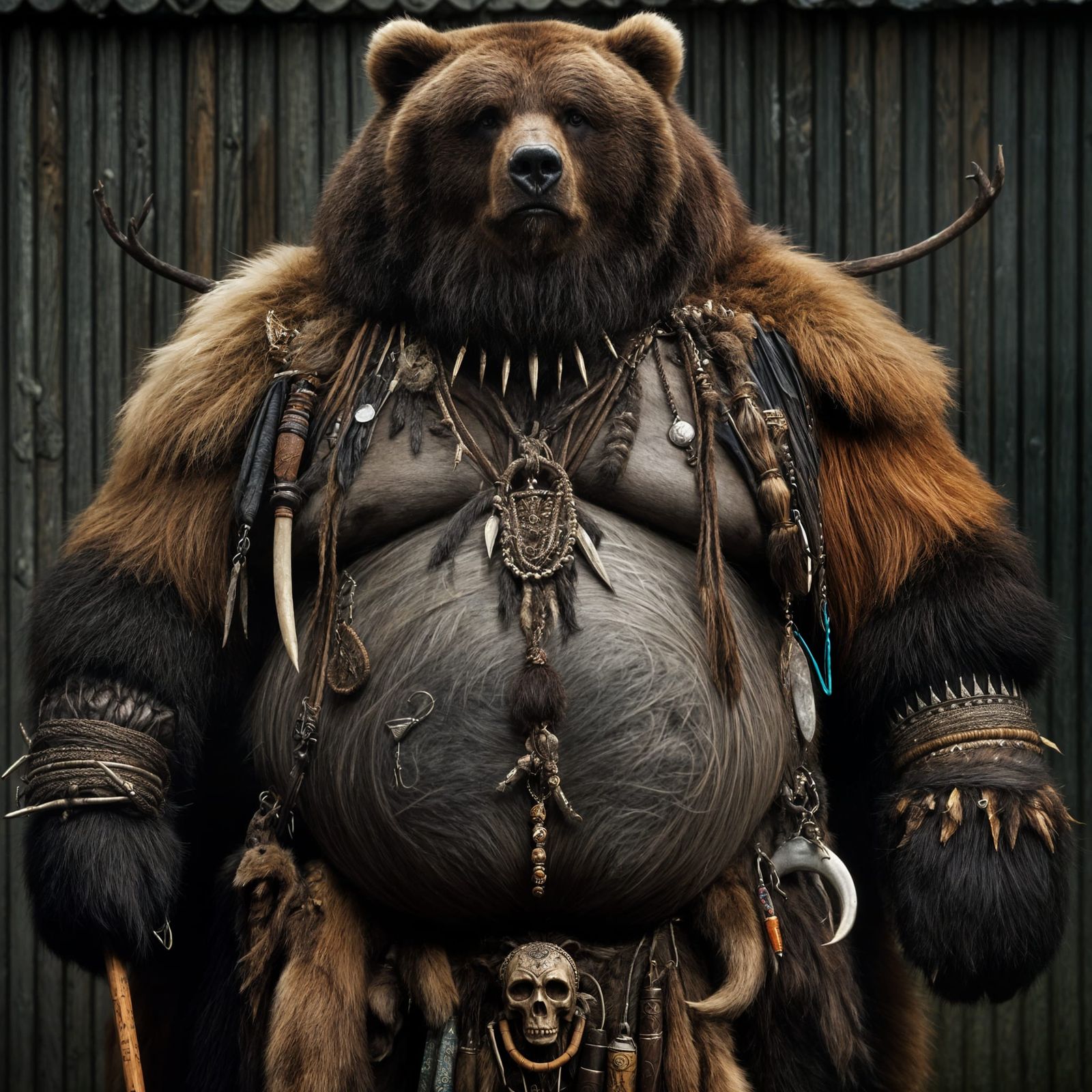 Kodiak Bear-Necromancer Shaman in Tribal Fur