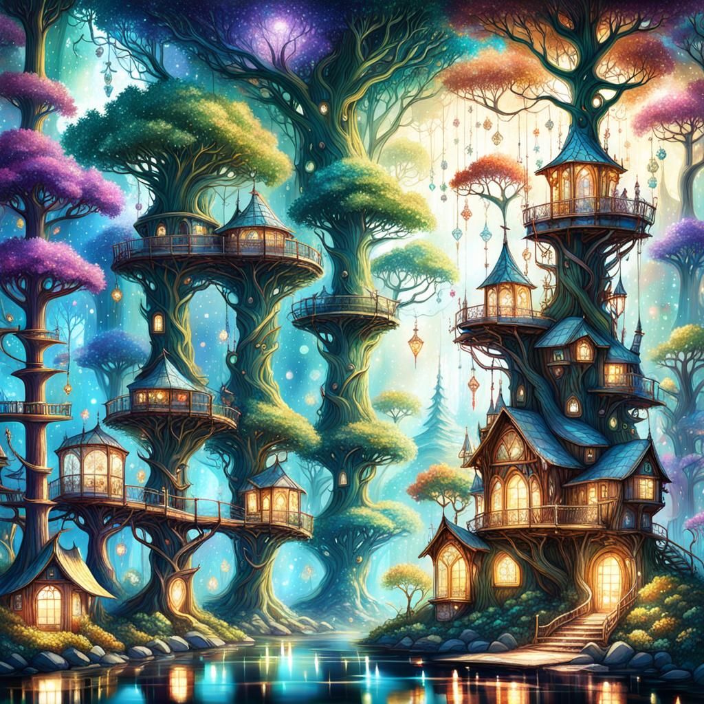 Enchanted Forest: Mana Tree with Gemstone Architecture