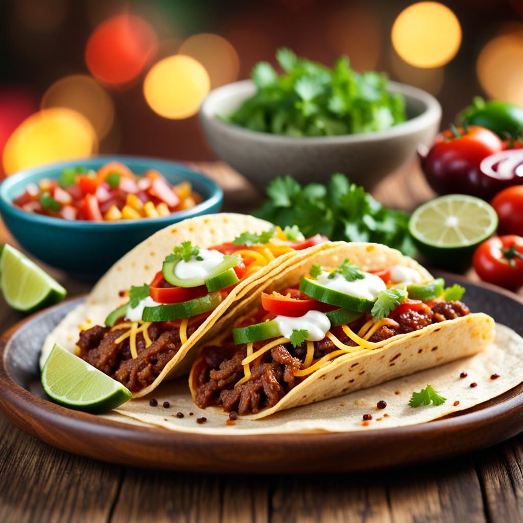 Delicious Photorealistic Mexican Taco with Bokeh
