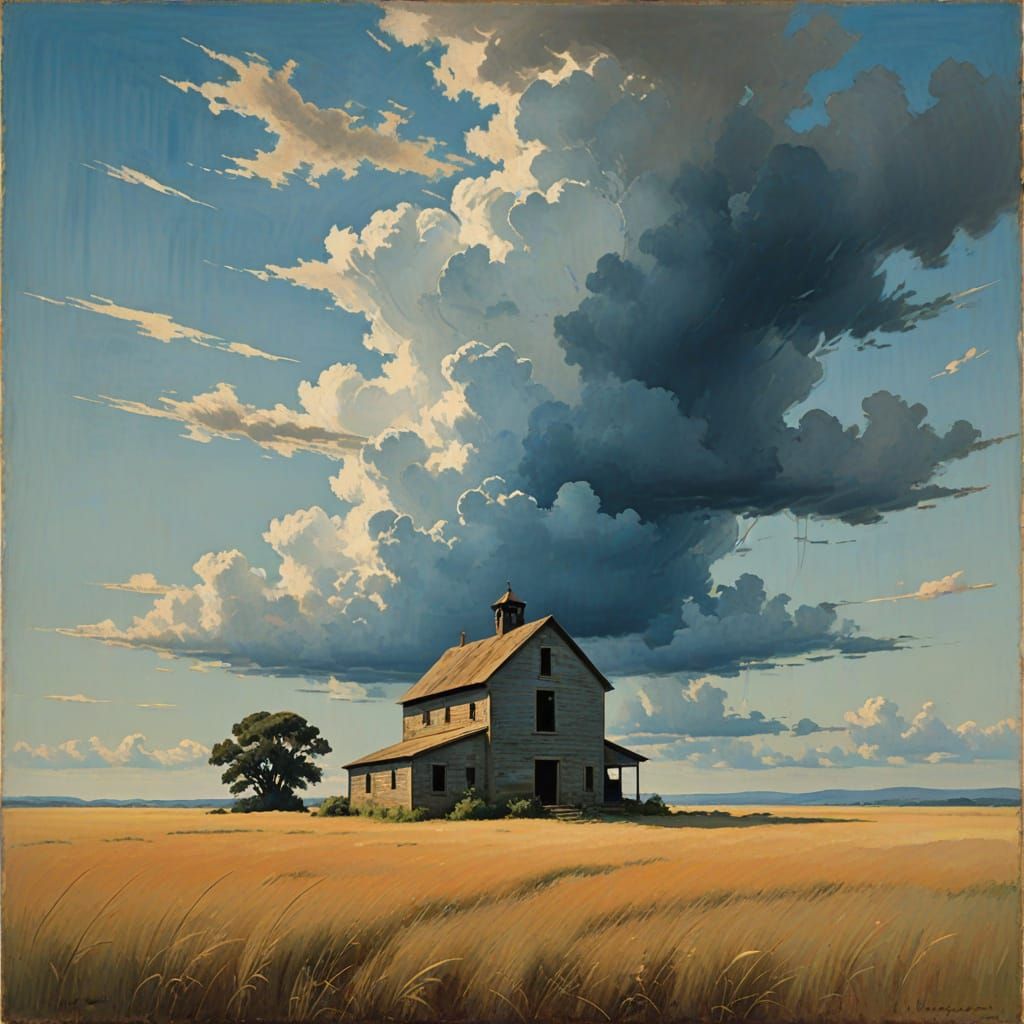 Silo Amidst Golden Fields in a Rural Landscape