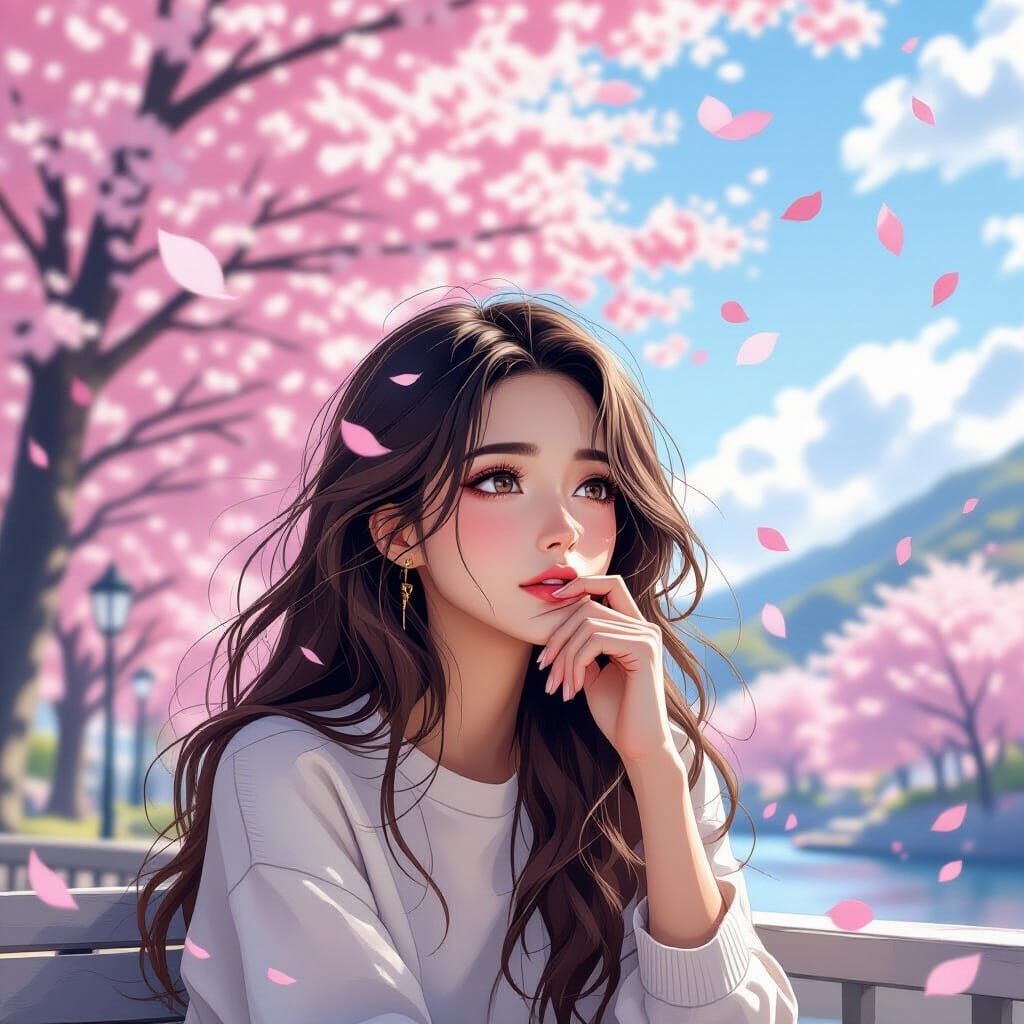 Woman with Messy Hair in Elaborate Anime Style