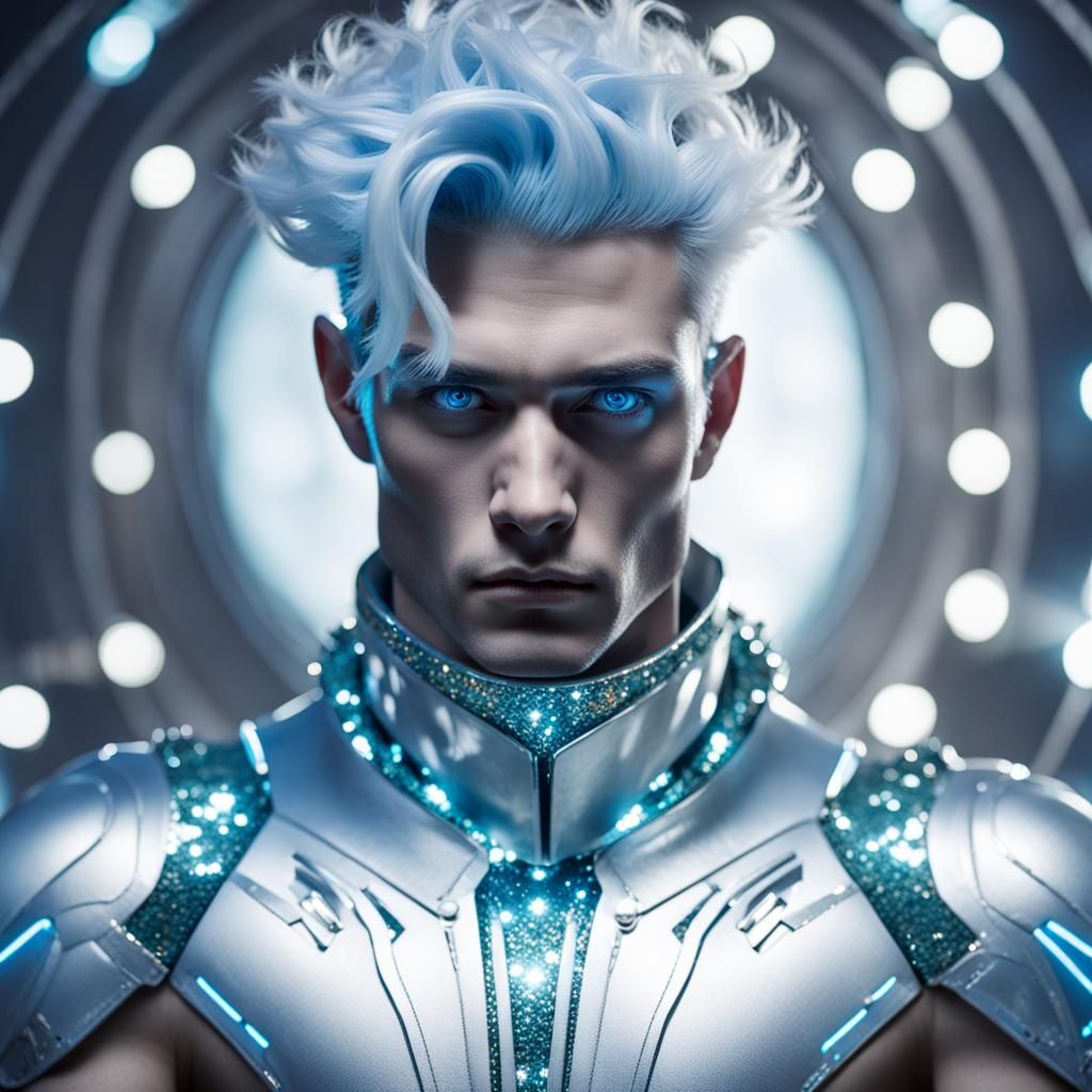 Handsome Blue Alien Man in Rococo Planetary Romance