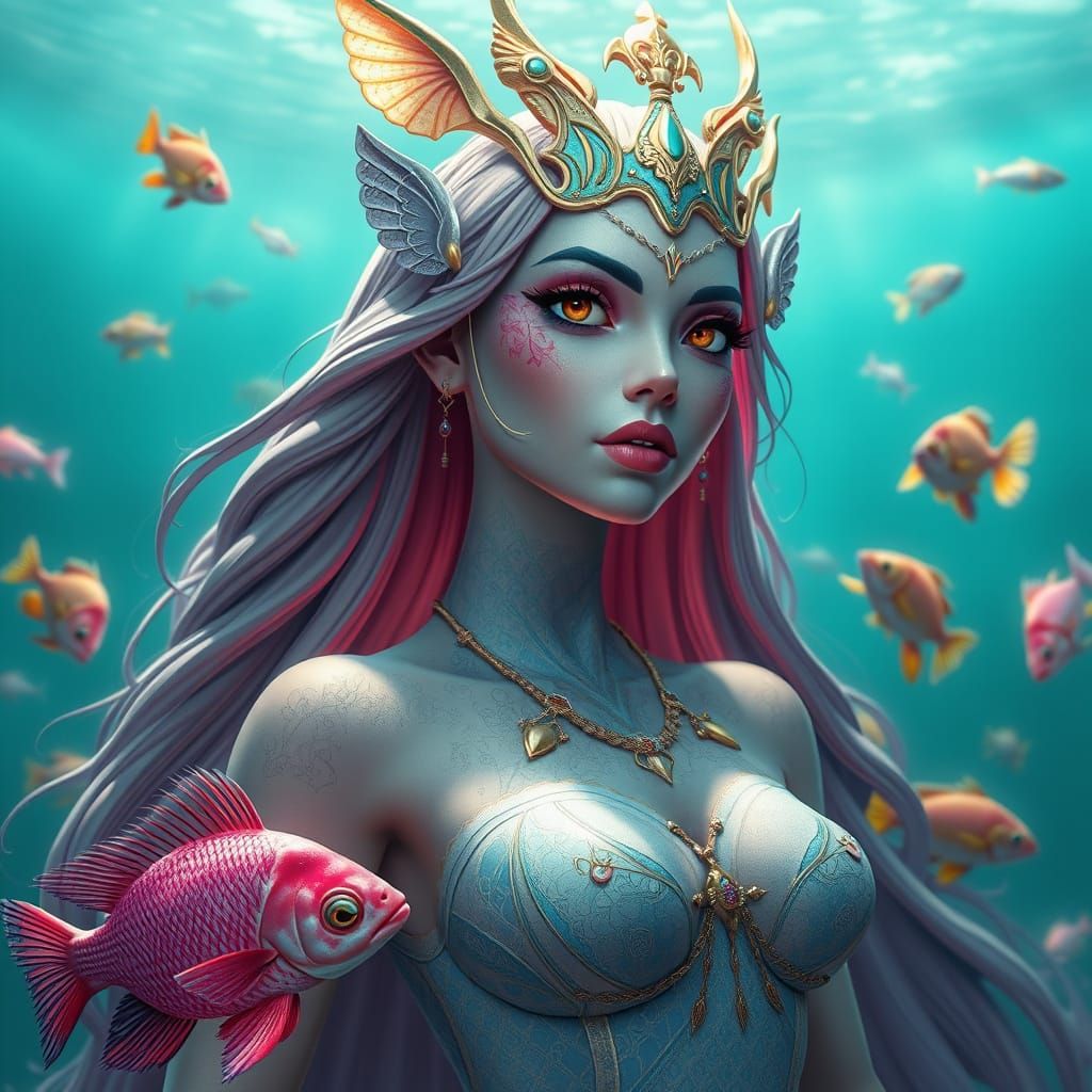 Majestic Mermaid with Siamese Fighting Fish Tail