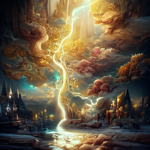 Electric Lightning Storm in Magical Marble World