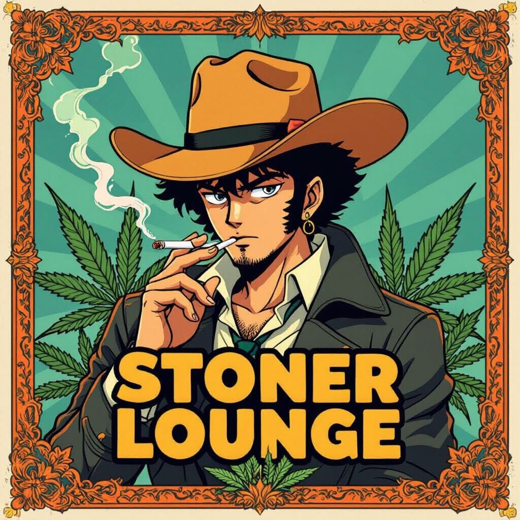 Spike Spiegel Smokes in Pop Art Style Graphic